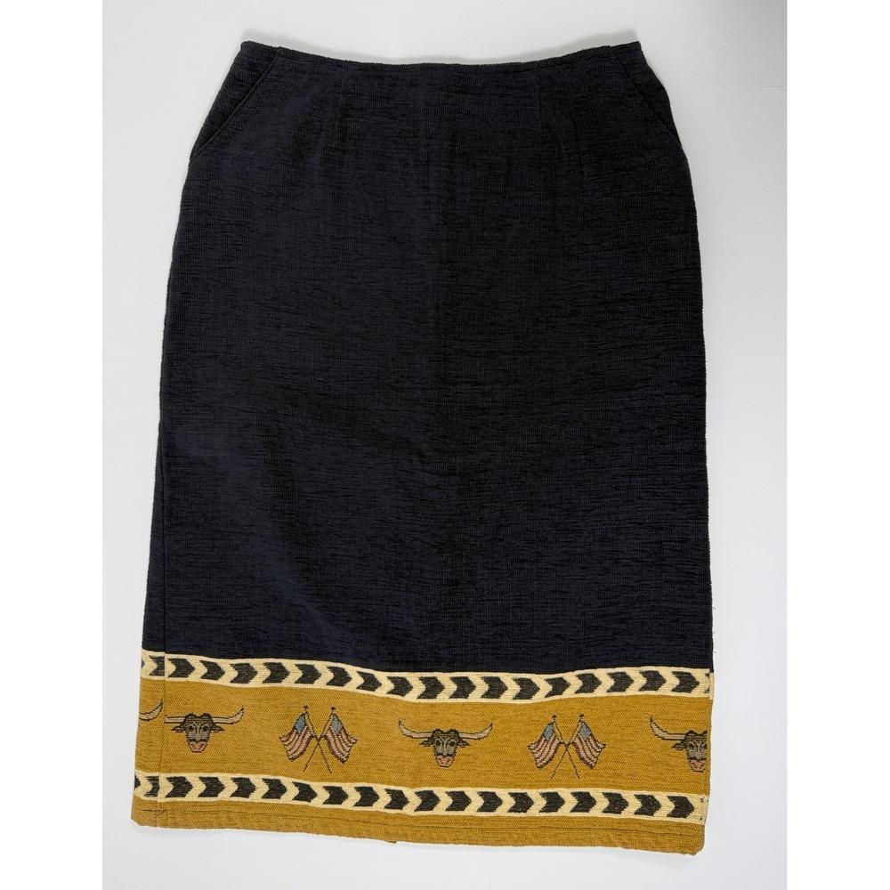 Vintage Roughrider by Circle T Western Skirt Longhorn Flags Tapestry‎ USA
